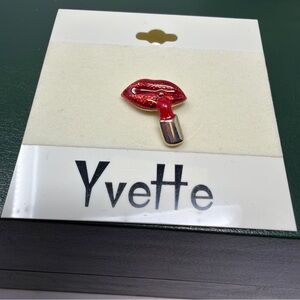 Yvette Red Lipstick Lips Enamel Pin